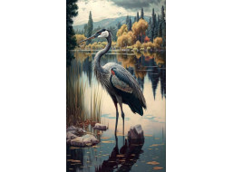 NORIMPEX Diamantové malování Jeřáb na jezeře 30x40cm