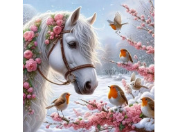NORIMPEX Diamantové malování Kůň v zimě 30x40cm