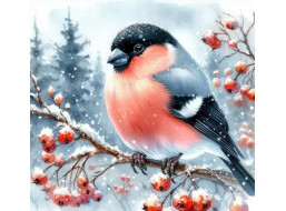 NORIMPEX Diamantové malování Ptáček v zimě 30x40cm