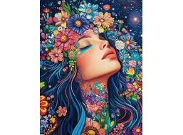 NORIMPEX Diamantové malování Dívka v květinách 30x40cm