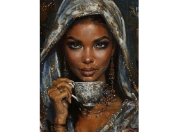 NORIMPEX Diamantové malování Žena s šálkem kávy 30x40cm