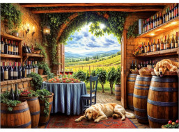 EDUCA Puzzle Psi a víno 1000 dílků