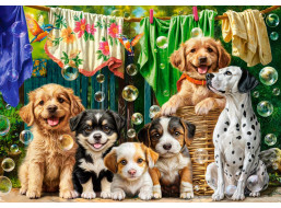 CASTORLAND Puzzle Štěňata, prádlo a ptačí dovádění 500 dílků