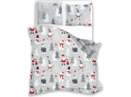 Bavlněné povlečení SCANDIC Sněhuláci a medvědi - šedé - 140x200 cm