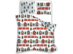 Bavlněné povlečení SCANDIC Zimní vláček - bílé - 160x200 cm