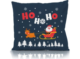 Vánoční povlak na polštář HOLLY JOLLY Santa 45x45 cm - tmavě modrý