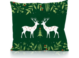 Vánoční povlak na polštář HOLLY JOLLY Jeleni 45x45 cm - zelený