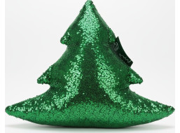 Tvarovaný polštář GLITTER TREE Stromeček - 40 cm - zelený