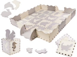 Pěnová puzzle podložka pro děti - 36 prvků - šedá/ecru