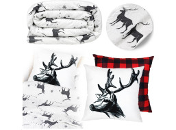 Vánoční sada MERRY&NATALE - přehoz 150x200 cm + povlak na polštář