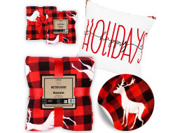 Vánoční sada COZY & NATALE - deka 150x200 cm + polštář Happy Holidays