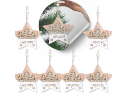 Vánoční dřevěné ozdoby na stromeček - Hvězdička - 5 kusů