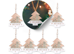 Vánoční dřevěné ozdoby na stromeček - Stromeček - 5 kusů