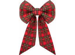 Ozdobná mašle DECO Glam Bow 50x40+50 cm - károvaná červená
