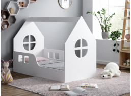 Dětská domečková postel HAPPY HOUSE 160x80 cm, bílá - Okno 3 + matrace ZDARMA