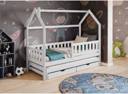 Dětská domečková postel s přistýlkou a šuplíky MATYLDA - 200x90 cm - bílá