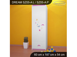 Dětská skříň ROZKVETLÁ LOUKA, typ 5A - růžová, levé provedení