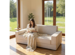 Pěnová pohovka LIVIA 200 - rozkládací - béžová