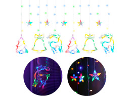 LED světelný závěs Sob, stromeček a zvoneček - 2,5 m 138LED - vícebarevné