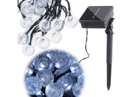 Solární zahradní osvětlení kuličky - 7 m 50 LED - studená bílá