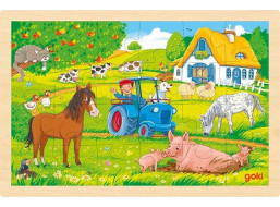 GOKI Dřevěné puzzle Farma 24 dílků