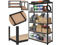 Policový regál - 5 polic - 205x120x45 cm - černý