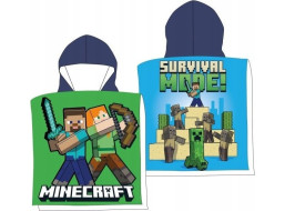 Dětská rychleschnoucí osuška s kapucí MINECRAFT 50x100 cm - modrá/zelená