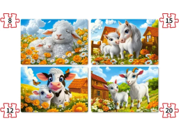 CASTORLAND Puzzle Milující zvířátka 4v1 (8,12,15,20 dílků)
