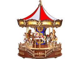 ROBOTIME Rolife DIY 3D dřevěné puzzle Kolotoč s LED osvětlením 265 dílků