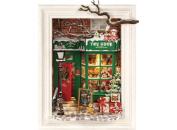 ROBOTIME Rolife DIY 3D dřevěné puzzle Santovo hračkářství s LED osvětlením 122 dílků