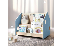 BusyKids Oboustranná knihovna na kolečkách modrá