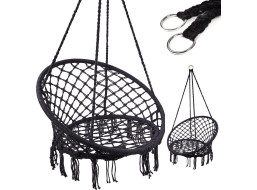 Houpací křeslo LUARO s opěradlem - černé - 80 cm