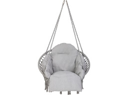 Houpací křeslo LUARO s opěradlem - šedé - 80 cm + polštář XXL