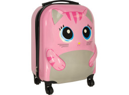 Dětský cestovní kufr na kolečkách - Růžová kočka