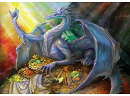 MAGNOLIA Puzzle Modrý drak s pokladem 1000 dílků
