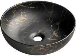 Sapho RONDANE keramické umyvadlo na desku Ø 41cm, portoro mramor AR435PT