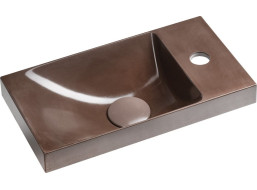Sapho AGOS betonové umývátko 40x22cm, levé/pravé, tmavě hnědá pololesk AS40015