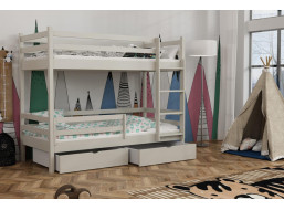 Dětská patrová postel z masivu borovice LEGEND PLUS se šuplíky - 180x80 cm - KAŠMÍROVÁ