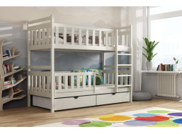 Dětská patrová postel z masivu borovice KAREL se šuplíky - 200x90 cm - KAŠMÍROVÁ