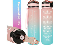 Láhev na vodu 1l - růžová/tyrkysová