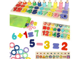 Dřevěná Montessori vkládačka s tvary a čísly 3v1
