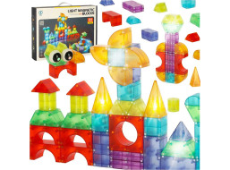 Svítící LED magnetická 3D stavebnice - 134 prvků