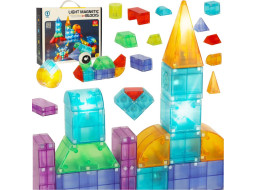 Svítící LED magnetická 3D stavebnice - 64 prvků