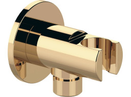 Sapho Držák sprchy kulatý, pevný, s vyústěním, zlato 1205-0917