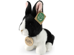 Rappa Plyšový králík bílo-černý sedící 16 cm ECO-FRIENDLY