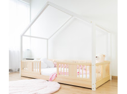 Dětská domečková Montessori postel z masivu borovice LUNA S - 200x90 cm
