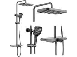 Sprchová souprava Rea BARI s termostatickou baterií a policí - titanová šedá