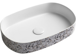Isvea INFINITY OVAL keramické umyvadlo na desku, 55x36cm, terrazzo 10NF65055-2L-TRZ