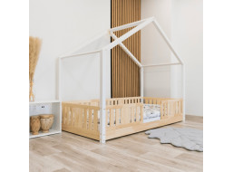 Dětská domečková Montessori postel z masivu borovice NIKO S - 160x80 cm