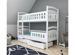 Dětská patrová postel z masivu borovice DOMINIK II se šuplíky - 200x90 cm - bílá